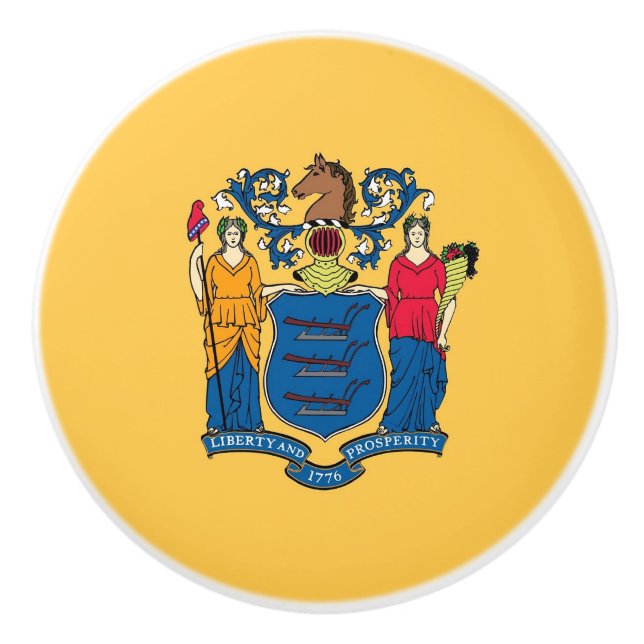 Tiro del pomo de cerámica con bandera de Nueva Jer (Anverso)