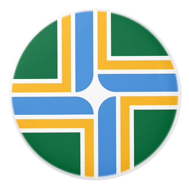 Tiro del pomo de cerámica con bandera de Portland, (Anverso)