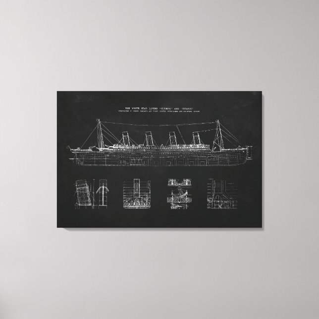 Titanic Blueprint Patente Poster Arte (Anverso)