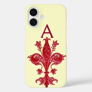 title_seo2 ANTIGUA FLORENTINE RED LILY,FLEUR DE LIS, Monogram