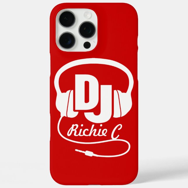 title_seo2 Auriculares DJ nombre personalizado gráfico rojo y (Reverso )