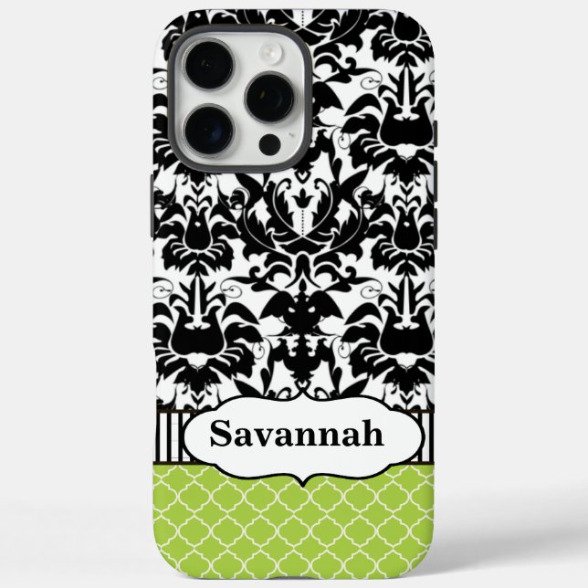 title_seo2 Black Macki Damask Marruecos Personalizado iPhone  (Reverso)