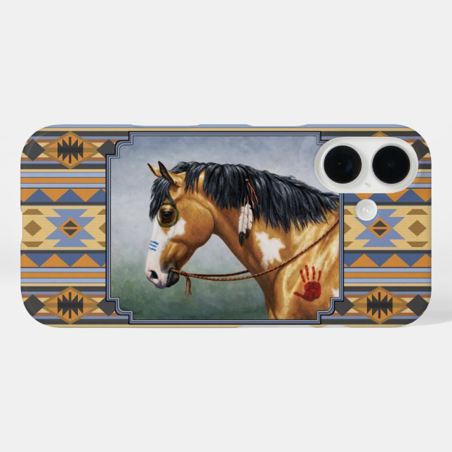 title_seo2 Buckskin Pinto Horse Southwest Indian Design (Reverso (Horizontal))