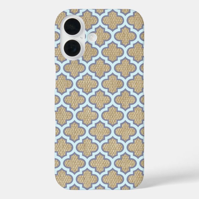 title_seo2 Burlap y Blue Girly Quatrefoil Pattern Trendy Cute (Reverso )