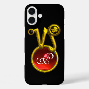 TITLE_SEO2 CAPRICORN GOLD ZODIAC RÓTULO RUBY MONOGRAM ROJO