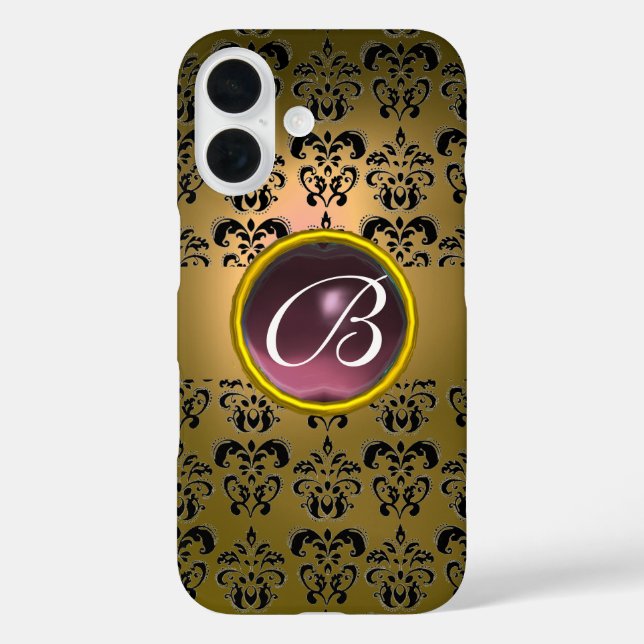 title_seo2 DAMASK GEM MONOGRAM amarillo morado (Reverso )