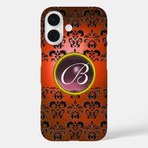 title_seo2 DAMASK GEM MONOGRAM naranja púrpura negro