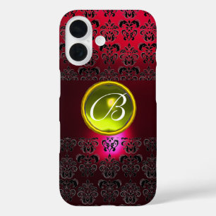 title_seo2 DAMASK GEM MONOGRAM Topaz amarillo ,Ruby rojo