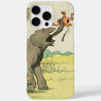 Elefante y cazador furtivo en la jungla