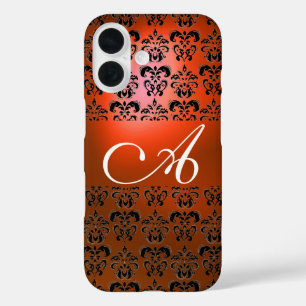 TITLE_SEO2 ELEGANTE MONOGRAMA DE DAMASCA NEGRA NARANJA ROJO