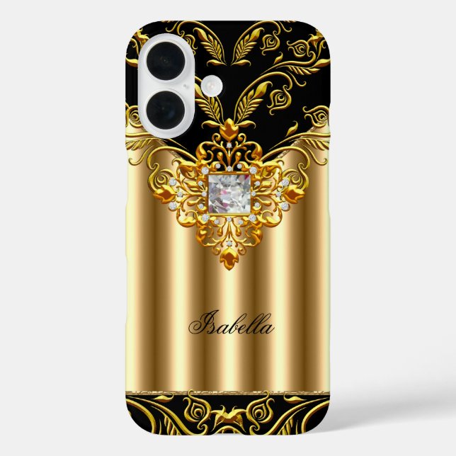 title_seo2 Elegante negro sobre oro Monograma añadir nombre (Reverso )