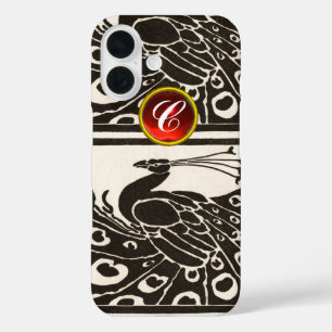 TITLE_SEO2 ELEGANTE PAON NEGRO BLANCO RUBÍ ROJO GEM MONOGRAMA