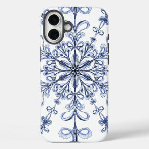 title_seo2 Floral Art Nouveau Cornflower Diseño azul en blanc