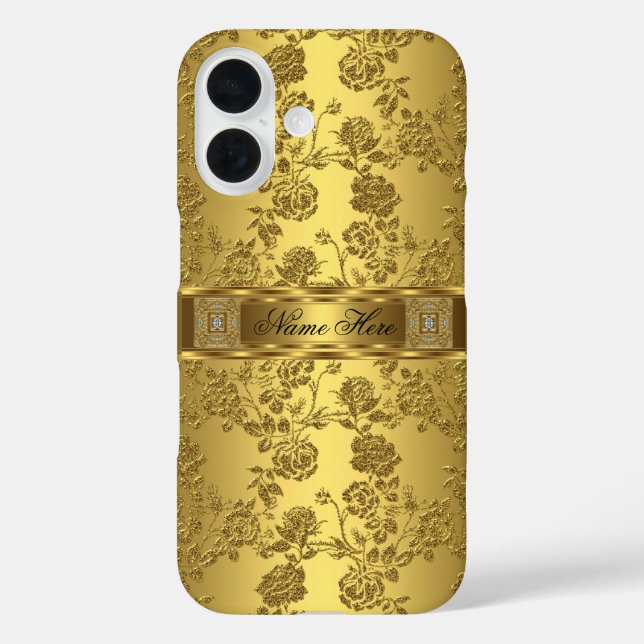 title_seo2 Floral elegante faux Gold Damask de iPhone (Reverso )