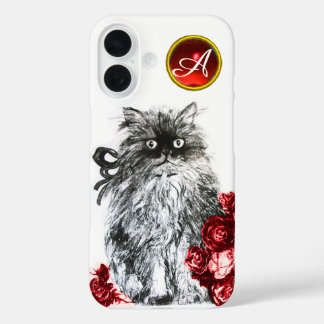 title_seo2 GATO KITTY, KITTEN CON ROSAS ROJAS GEM MONOGRAM, b