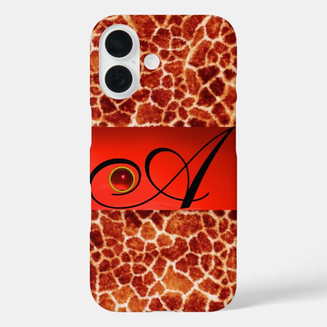 TITLE_SEO2 GIRAFFE DE LA PIEL ROJO RUBY GEMSTONE MONOGRAM, (Reverso )