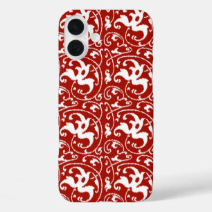 title_seo2 Ikat Floral Damask - Dark Red and White