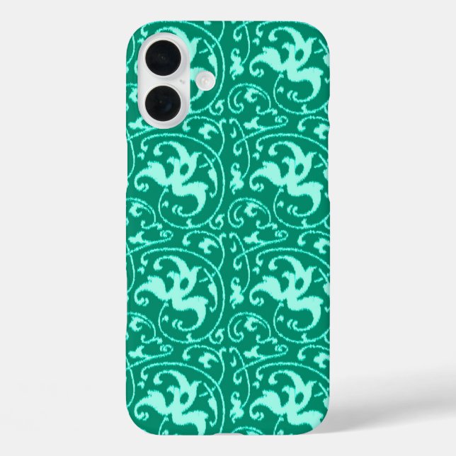title_seo2 Ikat Floral Damask - Turquoise and Aqua (Reverso )