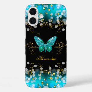 title_seo2 Mariposa Exótica Azul Turquesa Dorado Negro Brilla