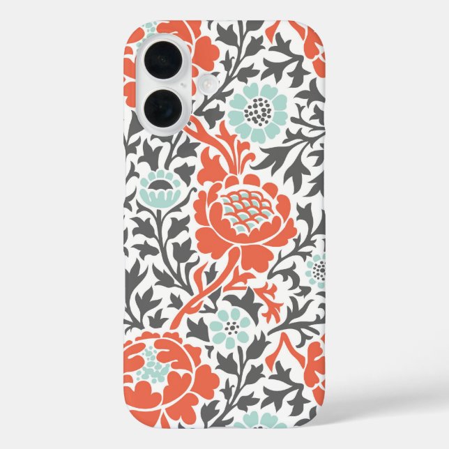 title_seo2 Mint coral y Damasco floral retro gris (Reverso )