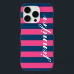 title_seo2 Monograma de escritura Personalizado de franjas ro<br><div class="desc">Vestir y proteger tu iphone con un diseño de patrones de rayas preppy,  moderno y audaz que es monogramado por personalizado con tu nombre en letra de guión bajo. Bandas horizontales negras / azul índigo y magenta caliente contrastadas con texto blanco.</div>