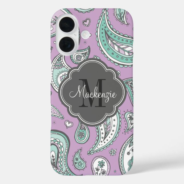 title_seo2 Monograma de Lilac Bohemian Paisley Personalizado (Reverso )