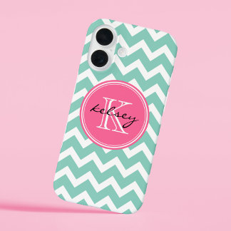title_seo2 Monograma del Personalizado Aqua y Chevron Rosa