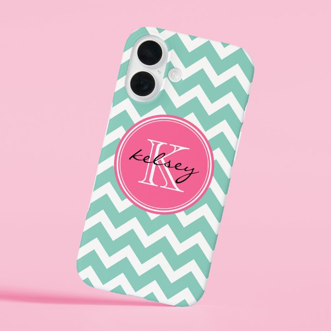 title_seo2 Monograma del Personalizado Aqua y Chevron Rosa (Subido por el creador)