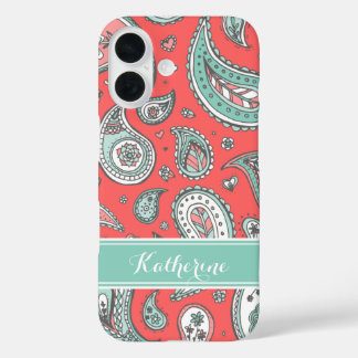 title_seo2 Monograma del Personalizado Coral Bohemian Paisley