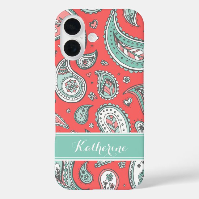 title_seo2 Monograma del Personalizado Coral Bohemian Paisley (Reverso )