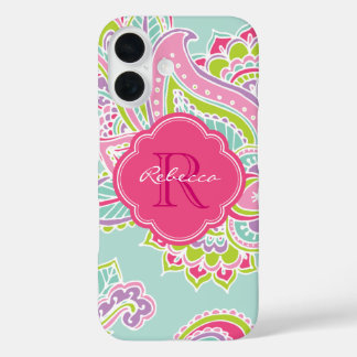 title_seo2 Monograma del Personalizado Mint Bohemian Paisley