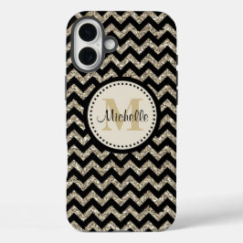 title_seo2 Monograma dorado negro de chevron plateado