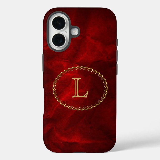 title_seo2 Monograma Oval de Oro Rojo Elegante (Reverso )