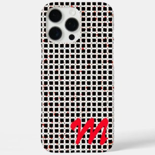 title_seo2 Monograma Personalizable de patrón rojo blanco neg