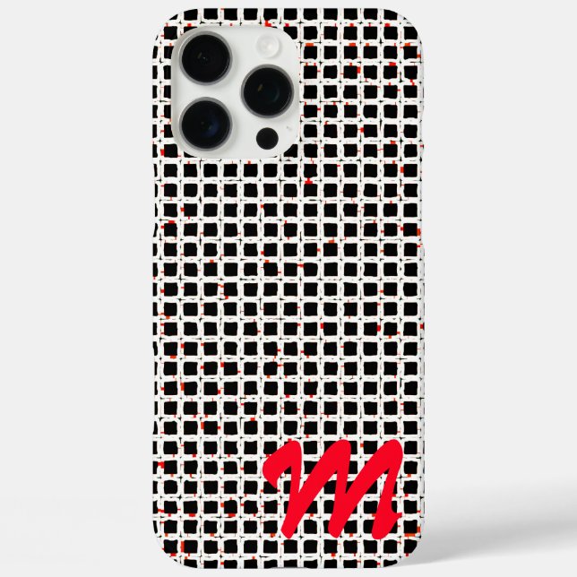 title_seo2 Monograma Personalizable de patrón rojo blanco neg (Reverso )