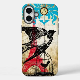 title_seo2 Monograma Vintage Bird Eiffiel Tower Steampunk