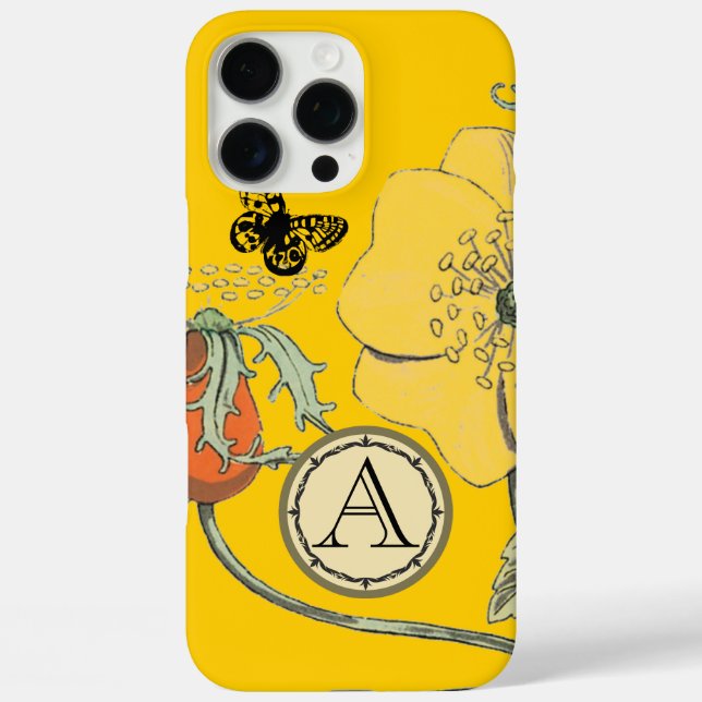 title_seo2 Monograma Vintage Moderno Poppy Flower Iphone (Reverso )