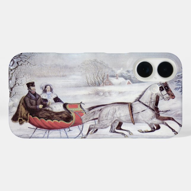 title_seo2 Navidad Vintage, Invierno Camino, Caballo Sleigh (Reverso (Horizontal))