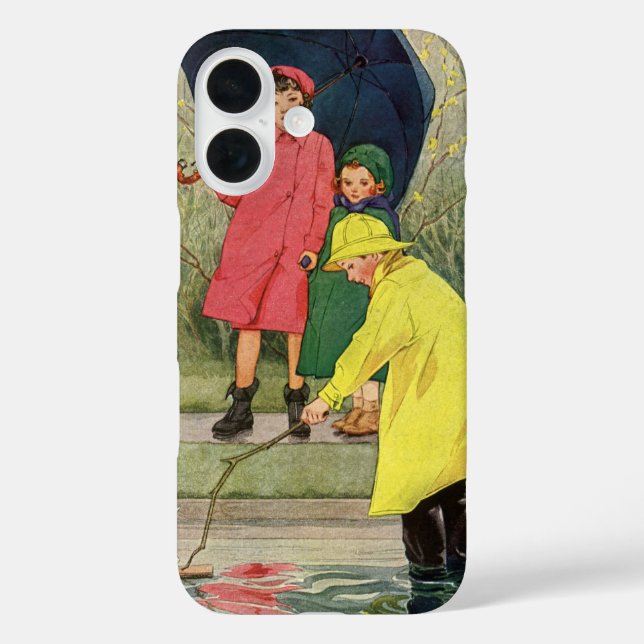 title_seo2 Niños de la época jugando en charcos "Un día lluvi (Reverso )