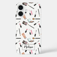 Patrón De Cosas De Maquillaje Cuidadoso Con Nombre