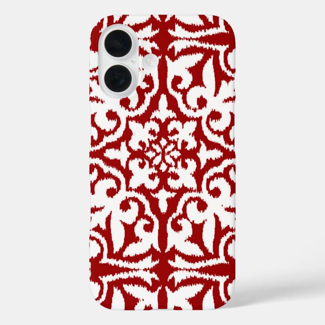 title_seo2 Patrón de damasco de Ikat - rojo oscuro y blanco (Reverso )