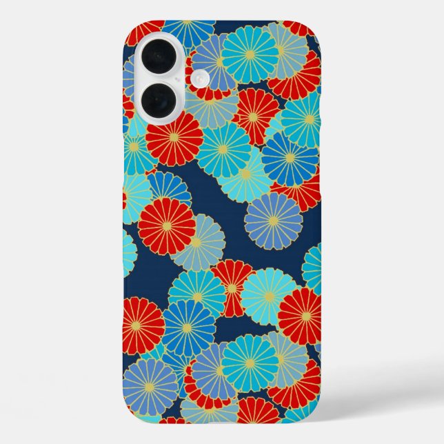 title_seo2 Patrón de flores Art Decó - azul, turquesa y rojo (Reverso )