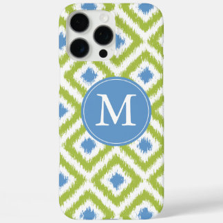 title_seo2 Patrón de Ikat de Diamante Verde Azul Monogramado