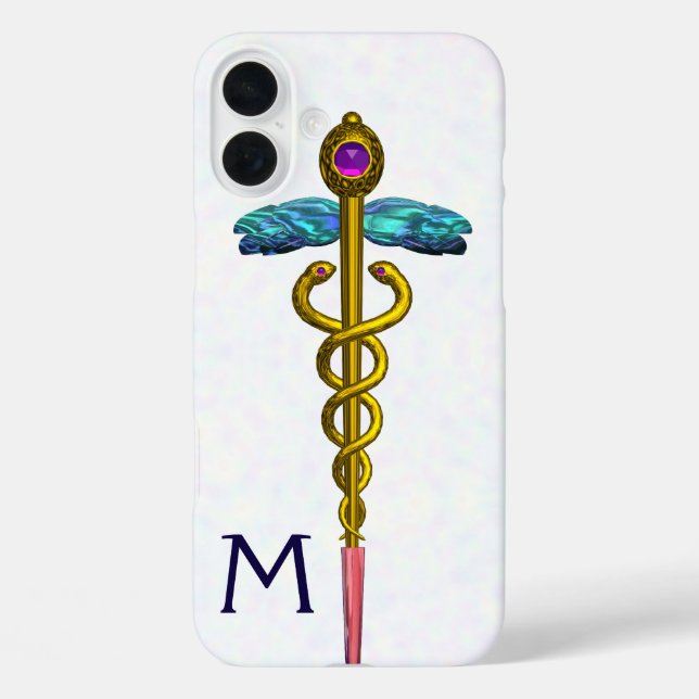 title_seo2 SÍMBOLO MÉDICO CADUCEO DE ORO Monograma blanco (Reverso )