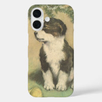 Vintage Christmas, Cute Puppy con Árbol De Navidad