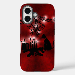 title_seo2 Weihnachts Ornamente mit Sterne und Katze auf rot