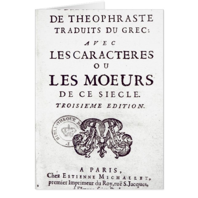 Titlepage 'Les Caracteres de Theophraste (Frente)