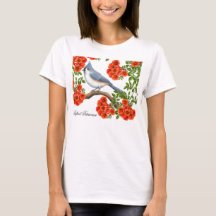 Titmouse copetudo en camisa de las vides de