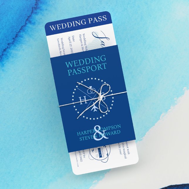 Titular de la invitación a la boda Santorini Blue  (Subido por el creador)