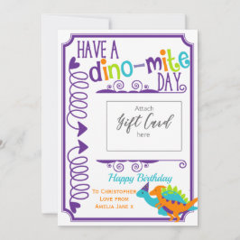 Titular de la tarjeta de regalo de dinosaurio cump